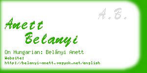 anett belanyi business card